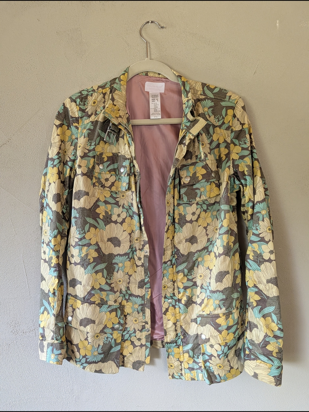Custo Floral Utility Jacket - Yellow & Teal